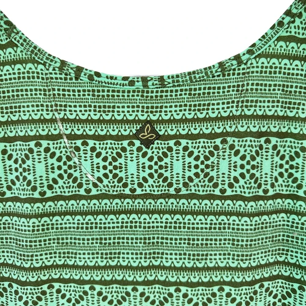 PRANA Jersey Athleisure Casual Dress • Small • green all-over-print • boho chic - Picture 5 of 7